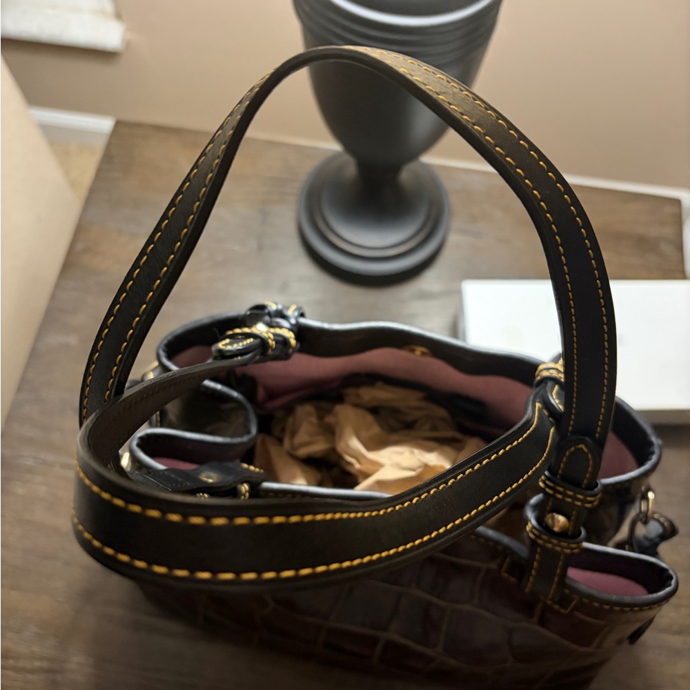 Dooney & Bourke Maurizia Croc-Embossed Aubergine Tote, Pouch EUC & NWT WALLET - Picture 11 of 15